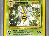 a close up of a pokemon card with a bee on it