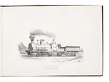 un vieux dessin représentant un train dont la locomotive crache de la fumée