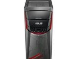 L'ordinateur de bureau ASUS présente un design rouge et noir.