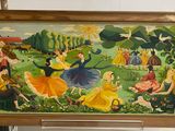 a painting of a group of people in a field