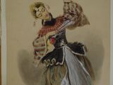 tableau représentant une femme en costume tenant un éventail dans la main droite