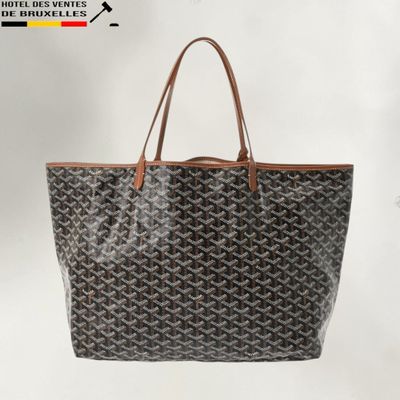 goyard tote bag in black and brown