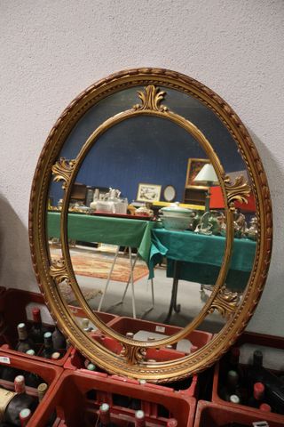 Miroir ovale à parclose cadre doré H : 92 x 62
