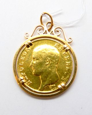 Pendentif en or jaune 750 °/°° (18k) serti d'une pièce de 40… - Photo 1