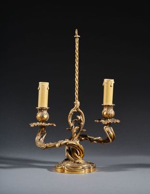 pair of antique brass candlesticks with twisted arms