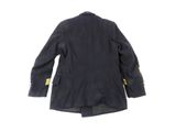 navy blue blazer jacket with gold buttons and cuffs