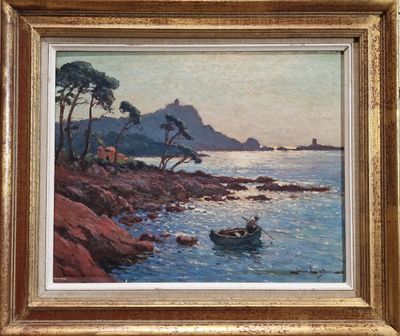 an image of a painting of a boat on a body of water