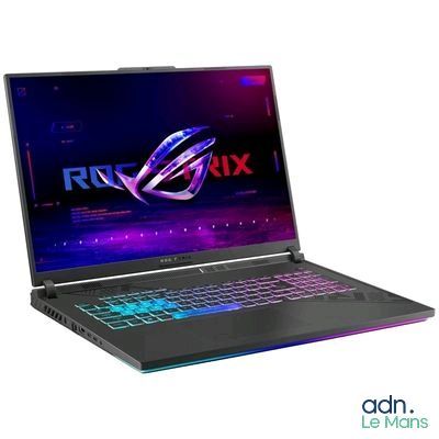 the asus rox fx laptop is open and ready to use