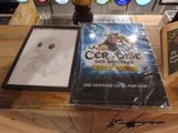 a picture of a table with a book on it