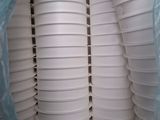 many white plastic cups stacked on top of each other