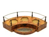 a picture of a wooden display with a sign on it