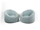 paire de fauteuils de salon de style « mid-century modern » en laine bleue, Italie, années 1970