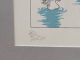drawing of a woman sitting on a surfboard in a body of water