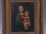 an old painting of a woman holding a baby in her arms