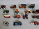 many different types of toy trains and cars on the table