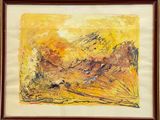 an image of a painting of a landscape in a wooden frame