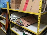 many boxes on the shelves in the room