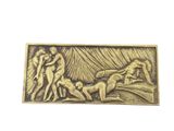 an image of a bronze plaque depicting a group of naked men