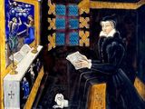 a painting of a woman sitting in a chair reading a book