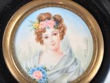 a picture of a woman with flowers in her hair