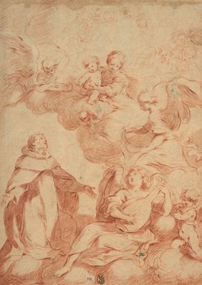 an image of a drawing of a group of angels in a landscape