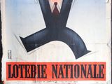 a large poster of a man in a suit and tie