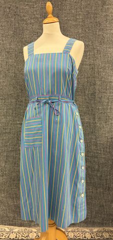 TED LAPIDUS Paris – Robe à bretelles bleu clair à rayures multico...