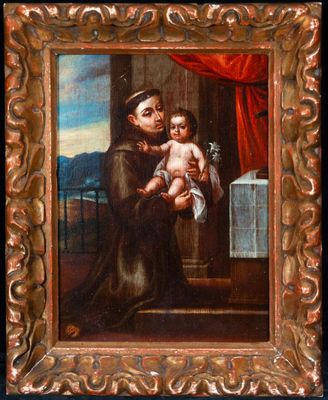 an image of a painting of a man holding a baby in his arms