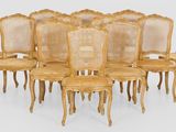 lot de six chaises de salle à manger de style Louis XVI à dossier en rotin