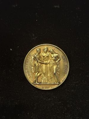an image of a gold medal on a black surface