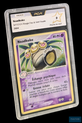 une image d'une carte à collectionner Pokémon dans un étui en plastique