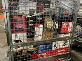a metal cart with cans of beer in it