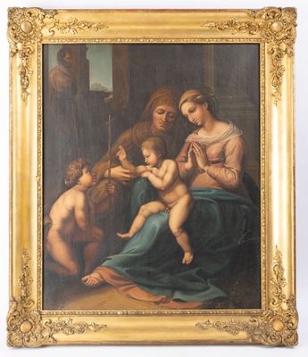 une image d'une peinture représentant une femme tenant un bébé sur ses genoux