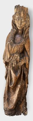 Vierge à l'enfant en bois sculpté polychrome