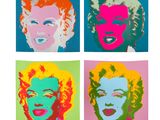 four marilyn monroe pop art prints on a white background