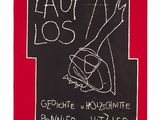 un dessin en noir et blanc sur la couverture d'un livre rouge