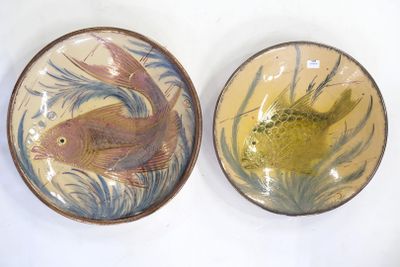 DIAZ COSTA Eusebi (1908-1964). Deux plats circulaires en ter…