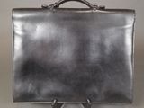 an image of a black leather briefcase on a table