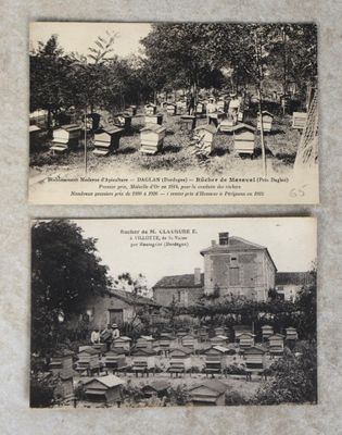 deux vieilles photos en noir et blanc d'un cimetière, avec un autre cimetière en arrière-plan