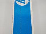 a blue and white box with a logo on it