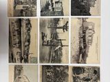plusieurs anciennes cartes postales représentant des personnes dans une rue d'une ville