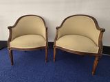pair of louis xvi style armchairs with upholstered arms