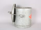 a small metal bucket with a lid on a white background