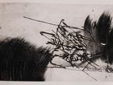 a black and white drawing of a bunch of sticks