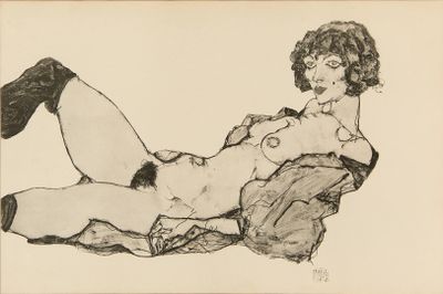 une image représentant le dessin d'une femme allongée sur le ventre