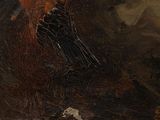a painting of a bird that is sitting on the ground
