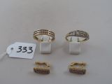 trois paires de bagues et une paire de boucles d'oreilles
