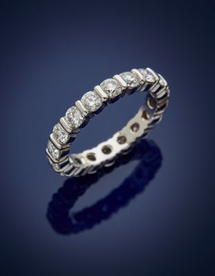 a white gold and diamond eternity ring