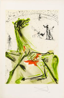 une image représentant un dessin d'un cheval, avec un homme et une femme en arrière-plan