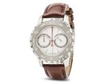 montre pour homme avec bracelet en cuir marron et cadran blanc